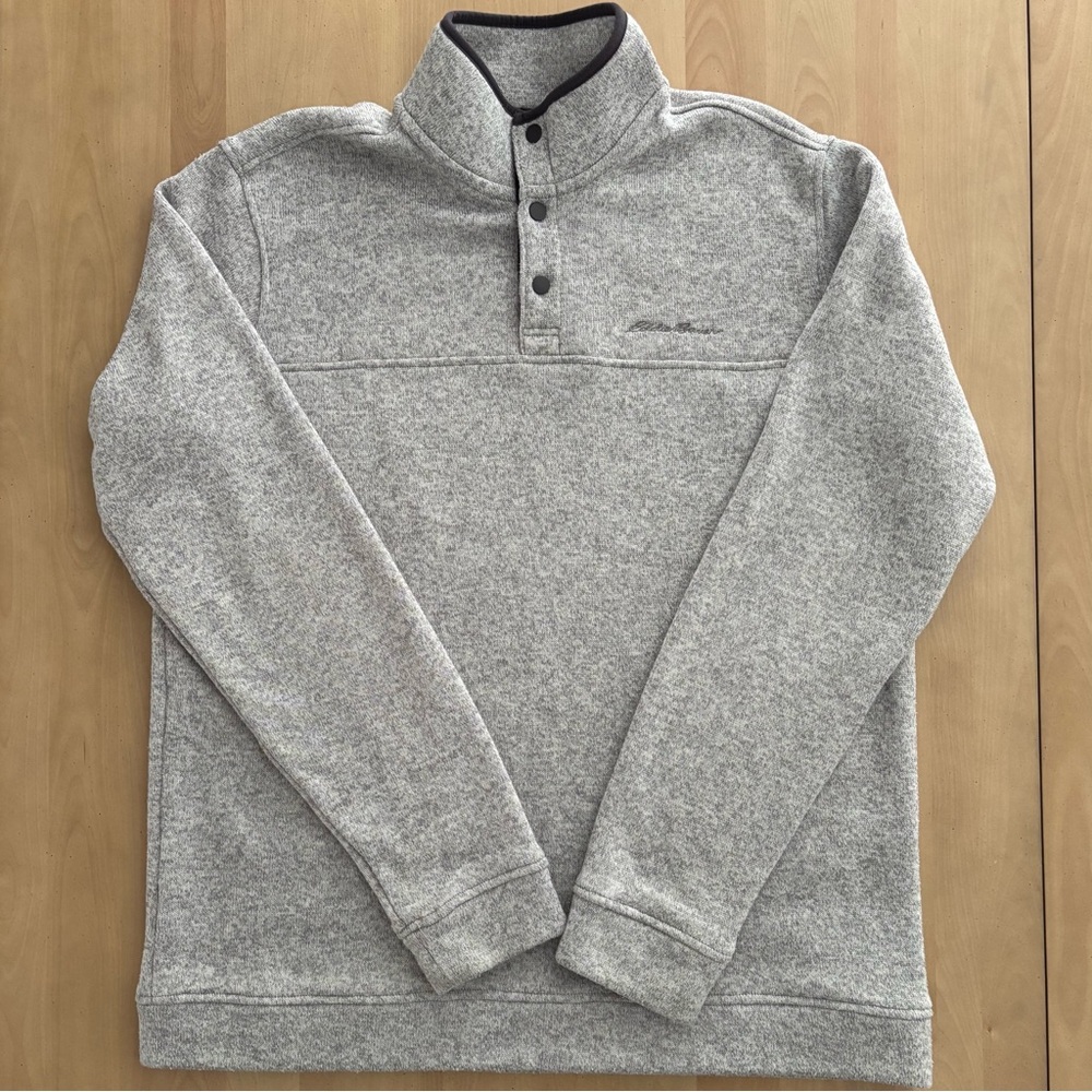 EDDIE BAUER Men’s Long Sleeved 1/4 Snap Pullover. Lt Gray. Size Tall XL. EUC